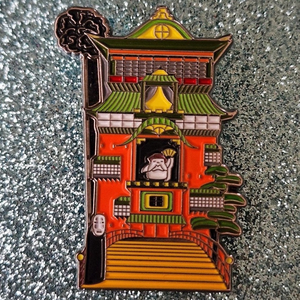 3/$20 Radish Bathhouse Building Spirited Away Studio Ghibli Movie Enamel Pin